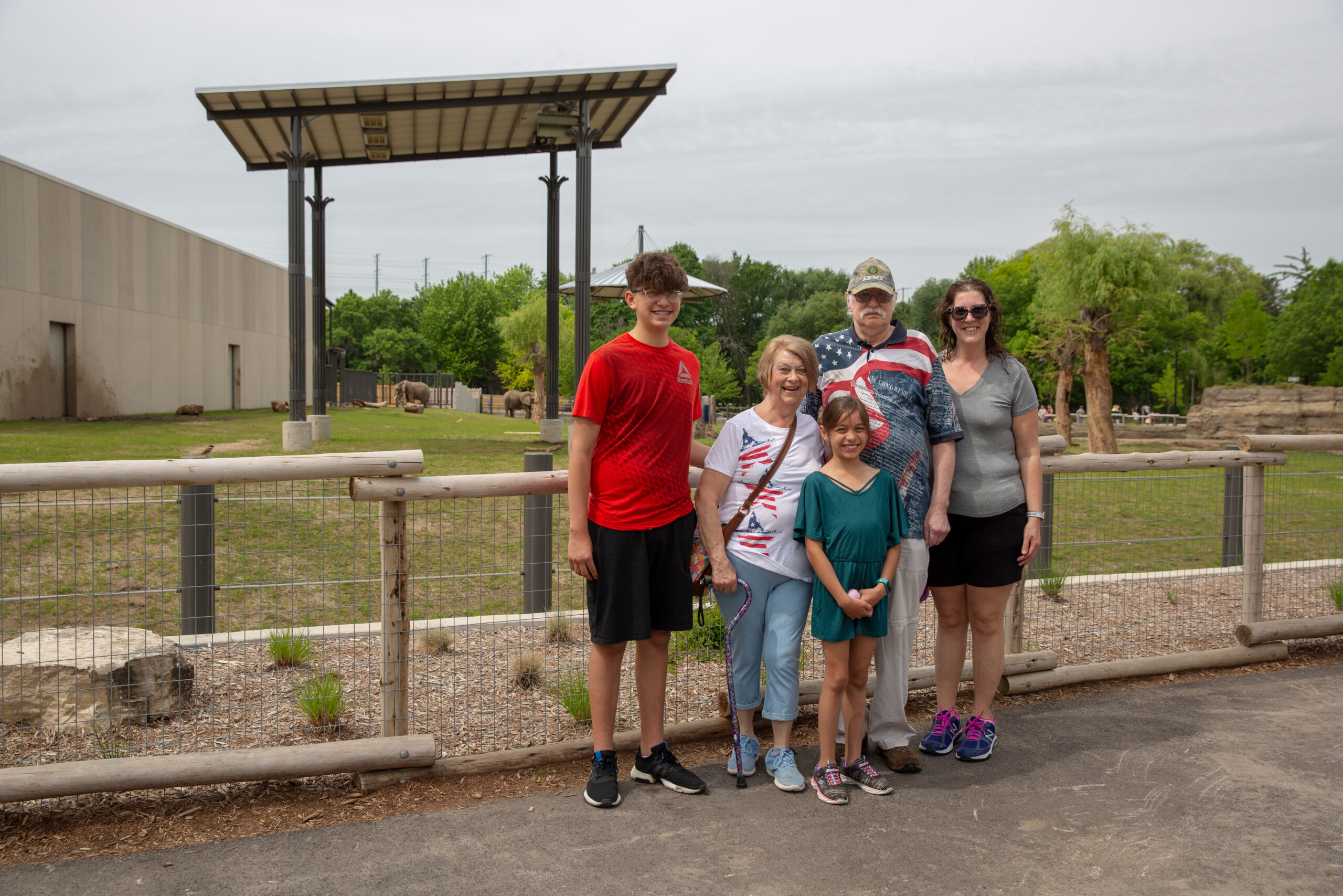 Guests near the elephant habitat at Military & Veterans Family Day