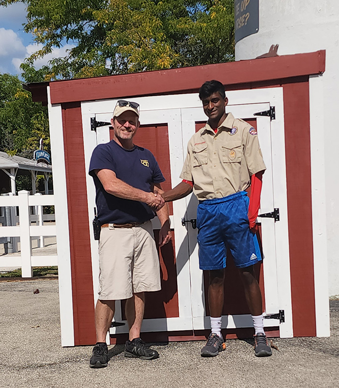 Eagle Scout Josh Levie And Alex Waier Outside The New Tool Shed